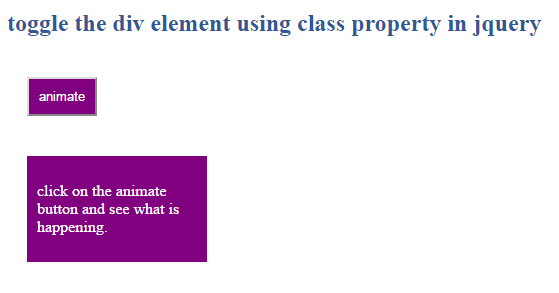 toggle the div element using class property in jquery