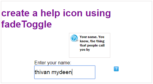 create a help icon using fadeToggle