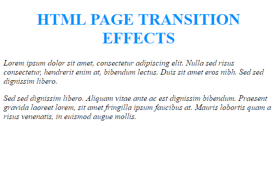 web page transitions