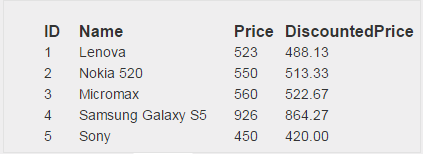 calculate discount price at runtime binding on gridview