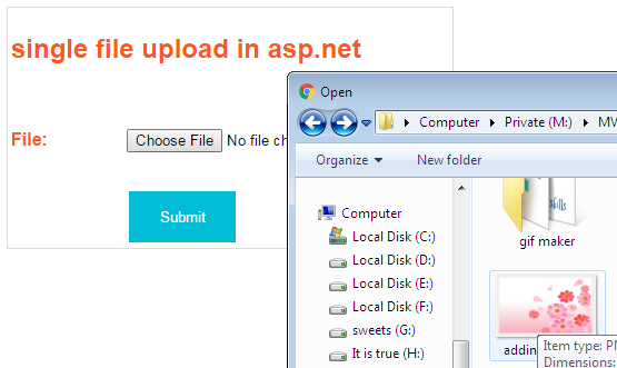 create single fileUpload using asp.net MVC 4