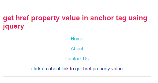 get href property value in anchor tag using jquery