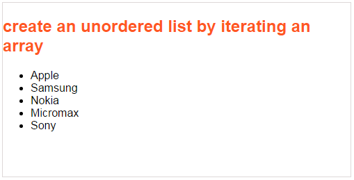 create an unordered list by iterating an array