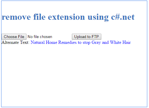 remove file extension and showing as alternate text