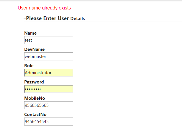 record exists before insert in to the database using entity framework