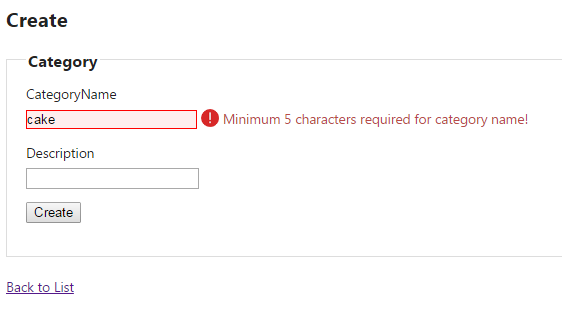 Required field Mvc validation example