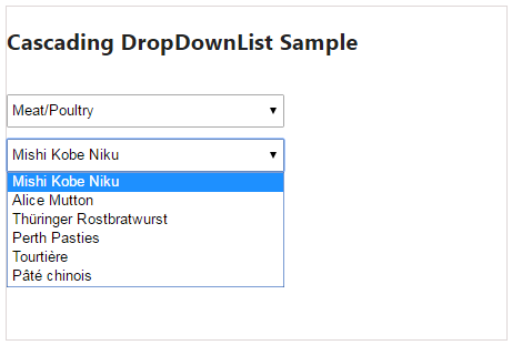 cascading dropdownlist in asp net mvc