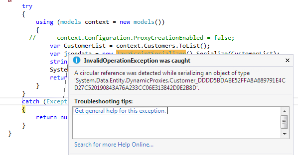 A circular reference was detected while serializing an object of type System.Data.Entity.DynamicProxies