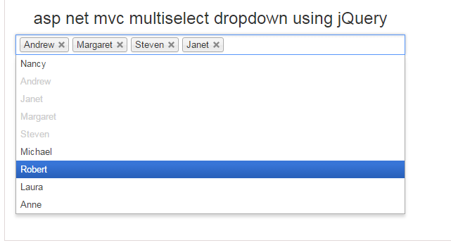 multiple selection in dropdown using jquery 