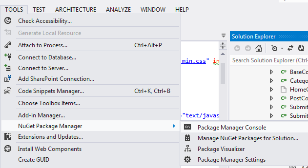 Update-Database command from the Package Manager Console