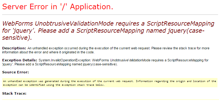 webforms unobtrusivevalidationmode