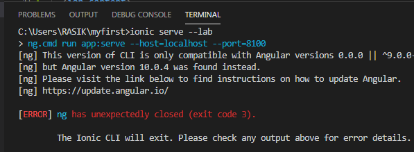 but Angular version was found instead