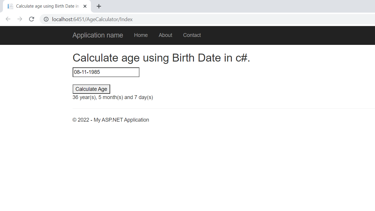 calculate age using c#