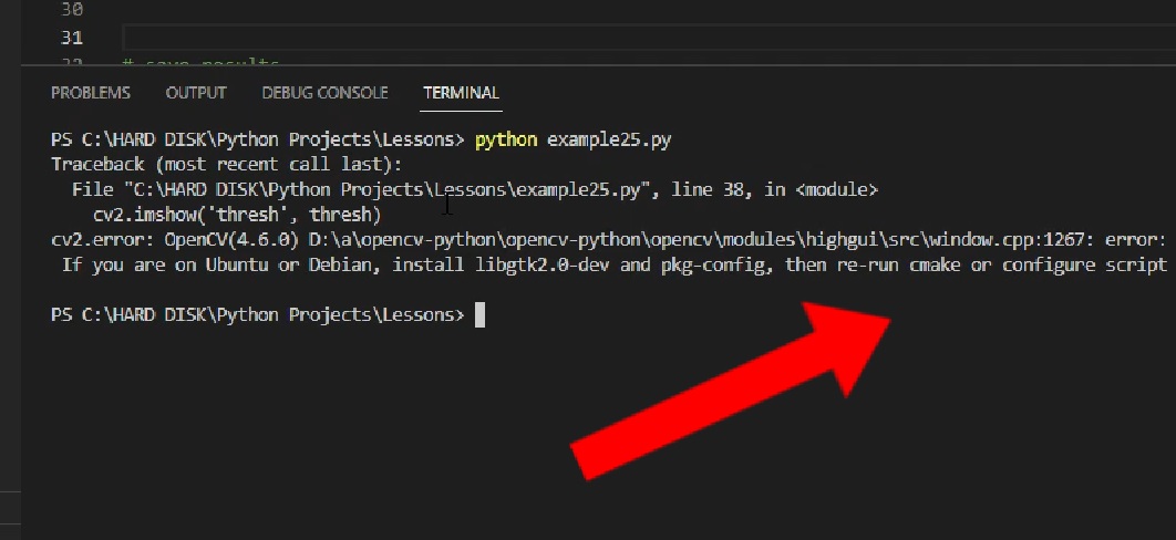 unspecified error cv2 python 