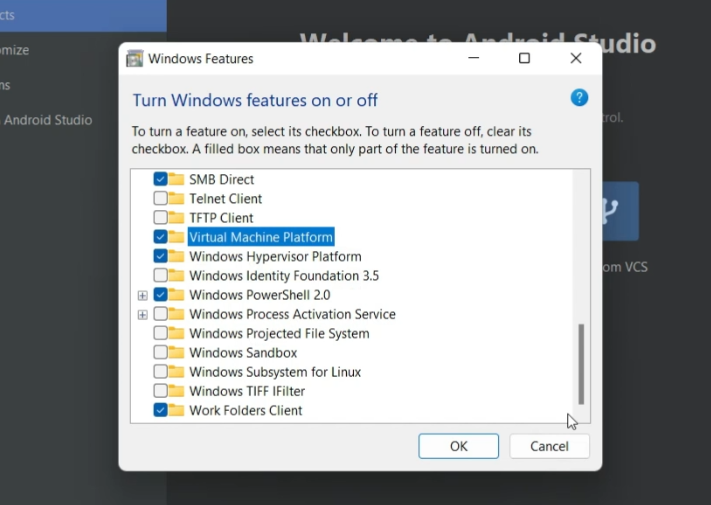 windows features enable virtual machine platform