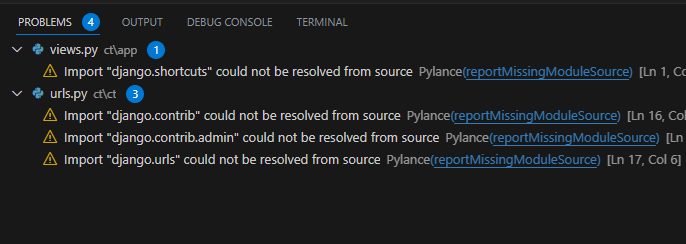 django shortcuts could not be resolved from source
