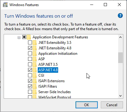 Turn on windows features