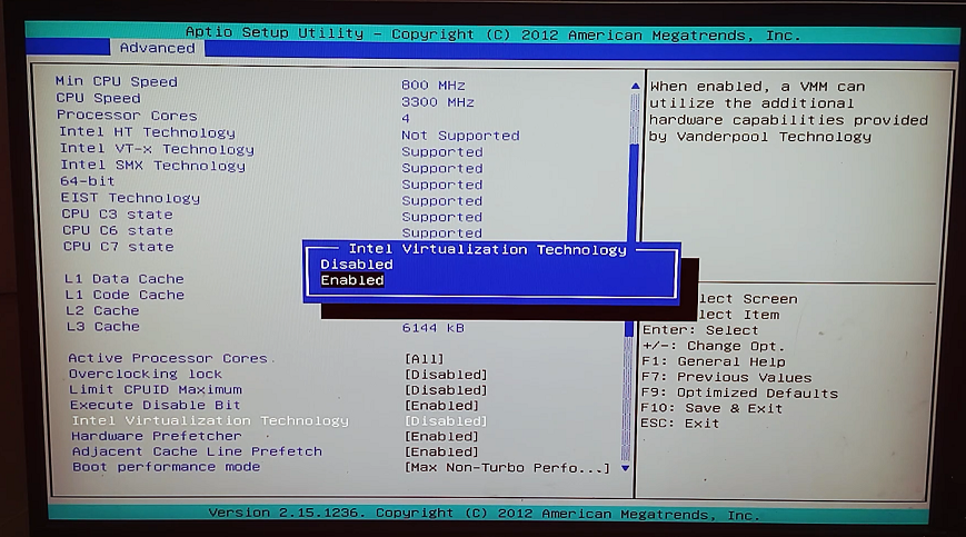 enable intel virtualization technology