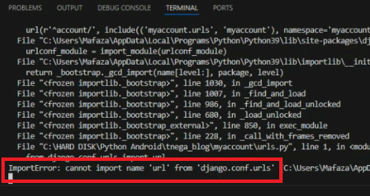 importError django
