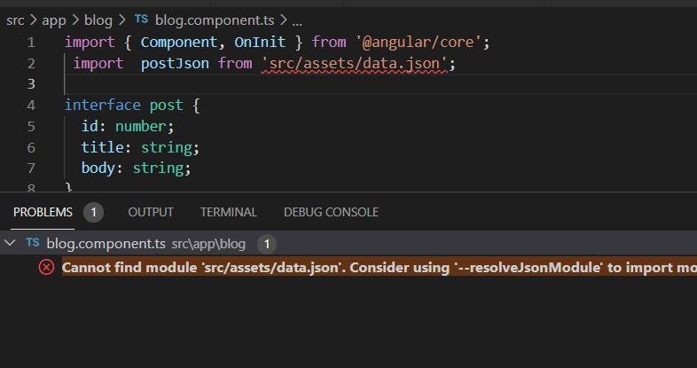 import module with json extension angular error
