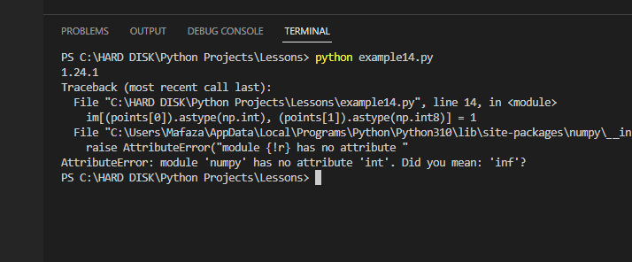 module numpy has no attribute int